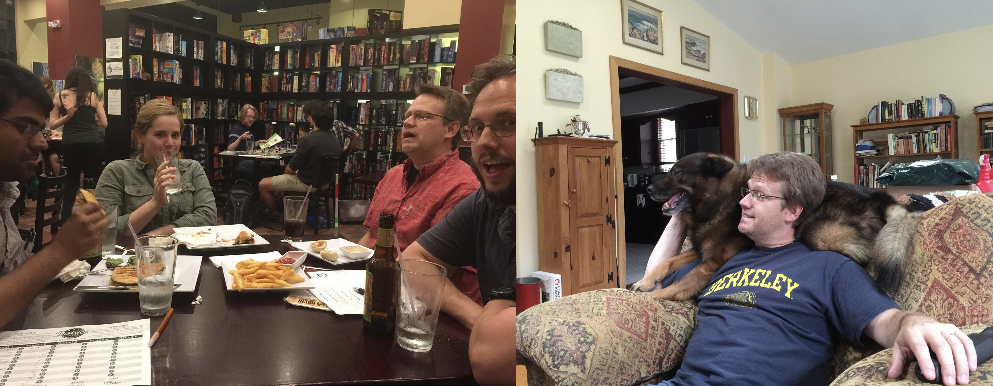 Bill at trivia night and with Roxy.